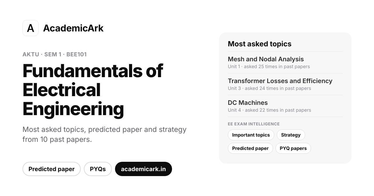 Fundamentals of Electrical Engineering Important Questions AKTU